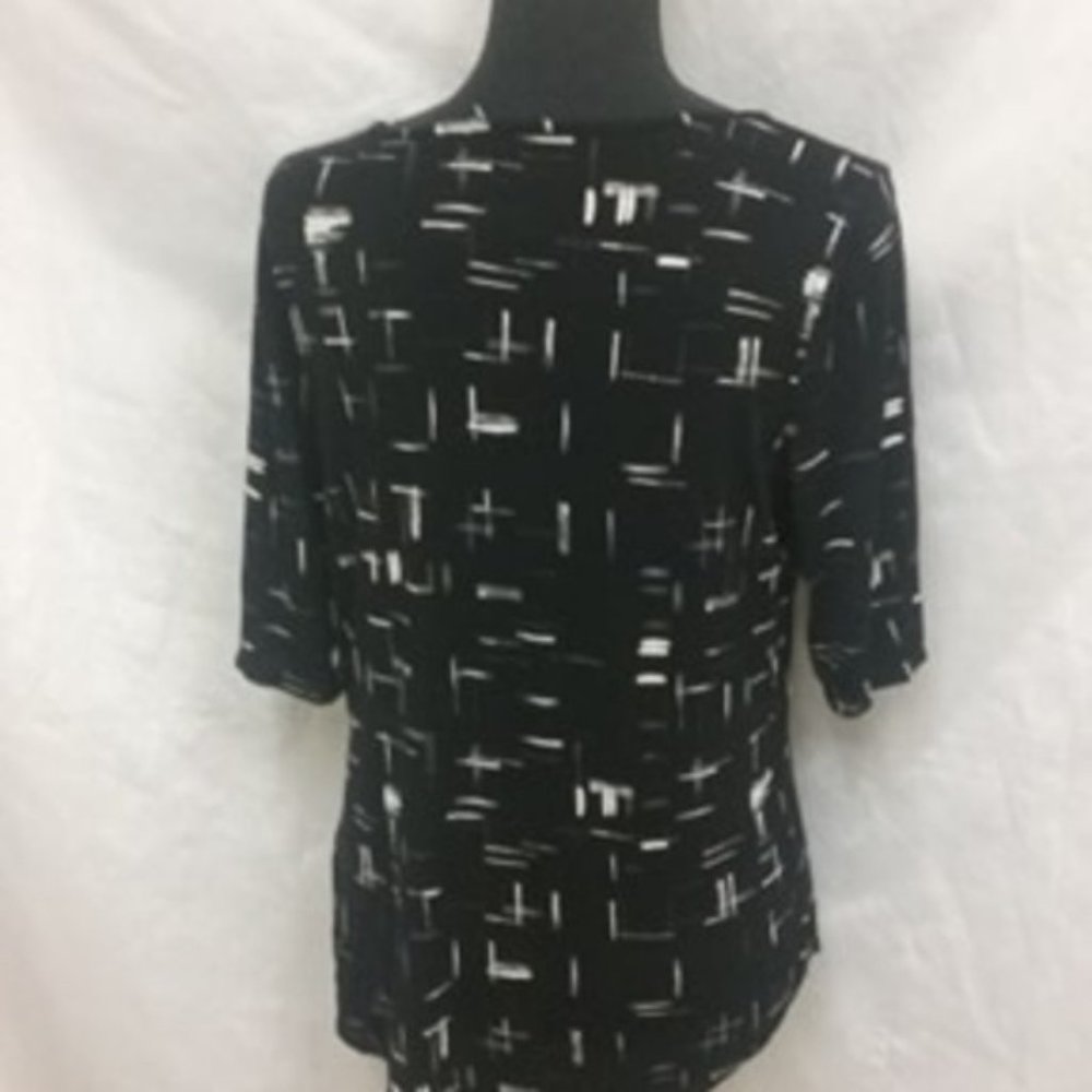 Abstract Black blouse By apt 9 size M - Picture 2 of 4